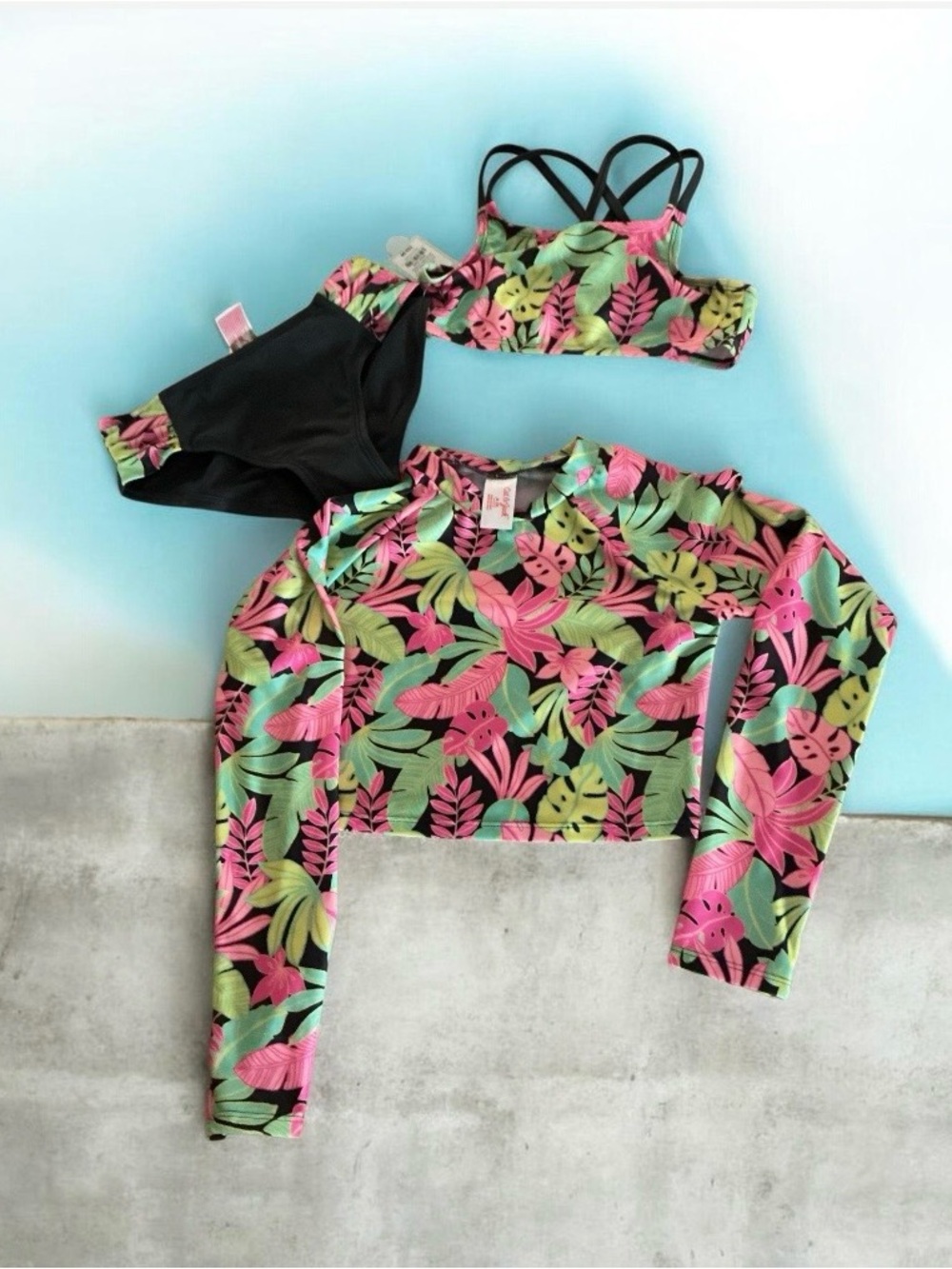 Buy 1 get 1 50% off Cat & Jack Pink and Green Tropical Print Swim Set
